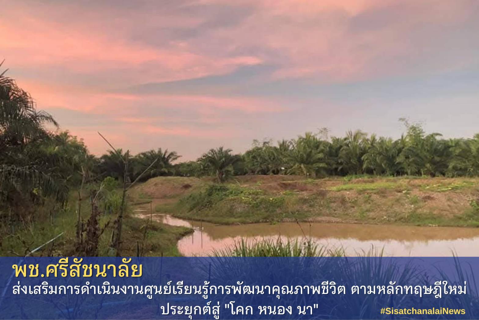 โครงการพัฒนาพื้นที่ต้นแบบการพัฒนาคุณภาพชีวิตตามหลักทฤษฎีใหม่ประยุกต์สู่โคก หนอง นา โมเดล แปลงนางสายใจ ใจชนะ ม.12 ต.บ้านแก่ง