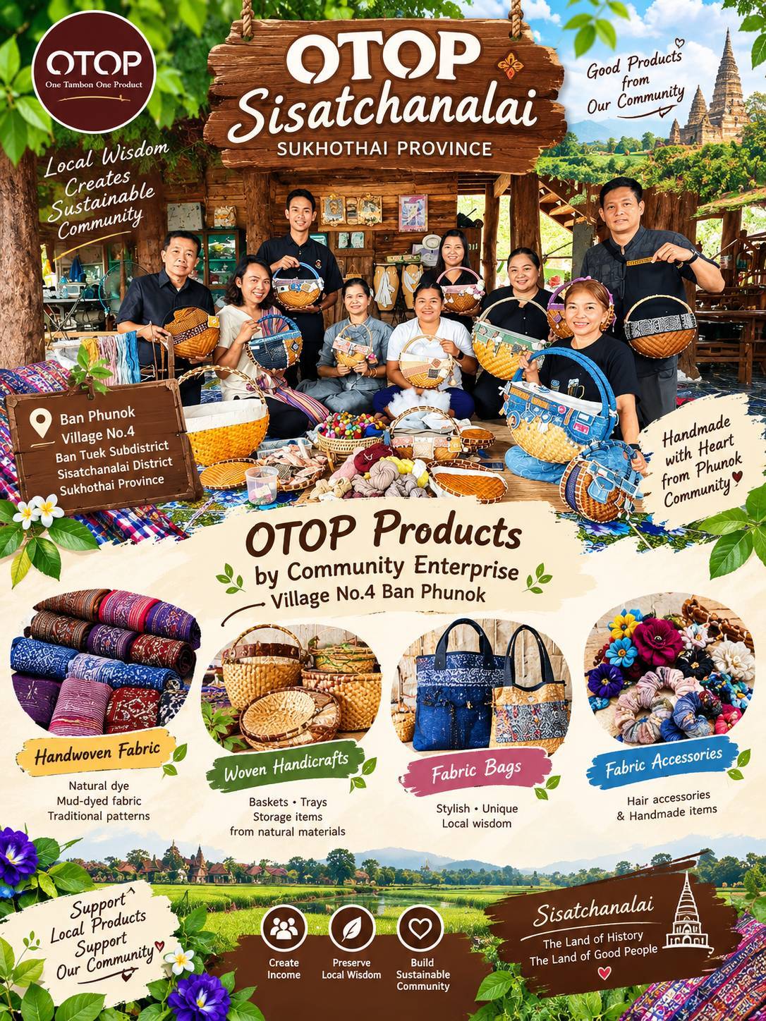 “จากภูมิปัญญา สู่ผลิตภัณฑ์ OTOP” บ้านภูนก หมู่ที่ 4 ตำบลบ้านตึก สร้างคุณค่าจากงานฝีมือ สู่เศรษฐกิจชุมชนที่ยั่งยืน