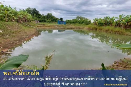 โครงการพัฒนาพื้นที่ต้นแบบการพัฒนาคุณภาพชีวิตตามหลักทฤษฎีใหม่ประยุกต์สู่โคก หนอง นา โมเดล แปลงนายเอนก ระบอบ ม.9 ต.บ้านตึก 